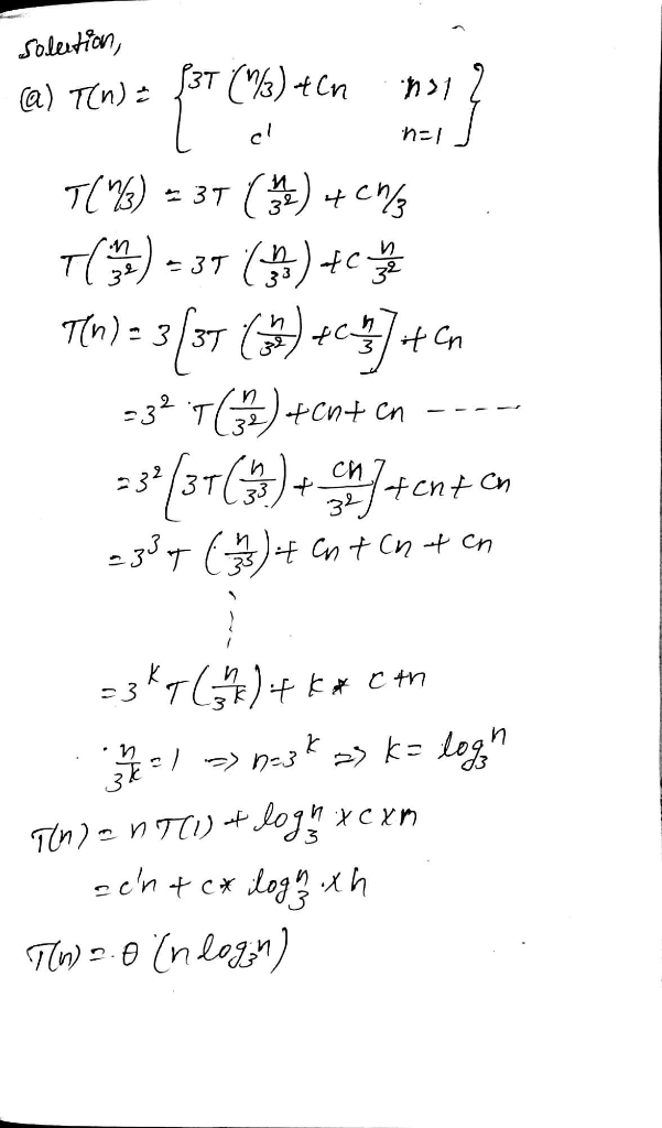 Solved 3 Determine Asymptotic Complexity Function Defined Recurrence Relation Justify Solution Us Q