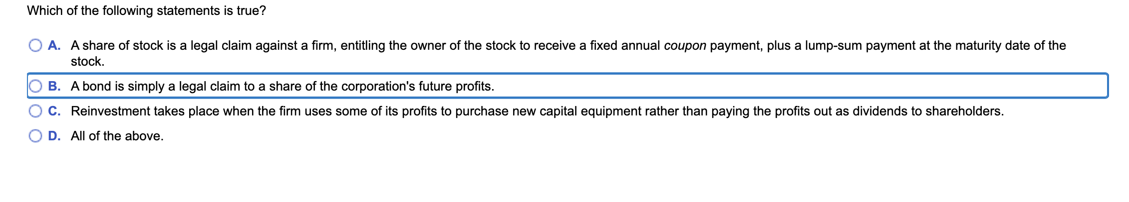 Solved Which Of The Following Statements Is True A A Share Chegg