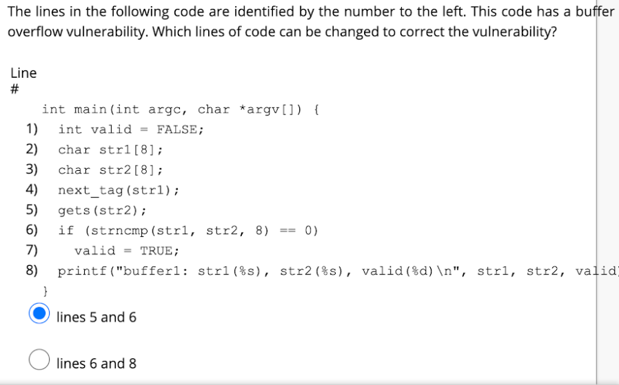 Solved The lines in the following code are identified by the | Chegg.com