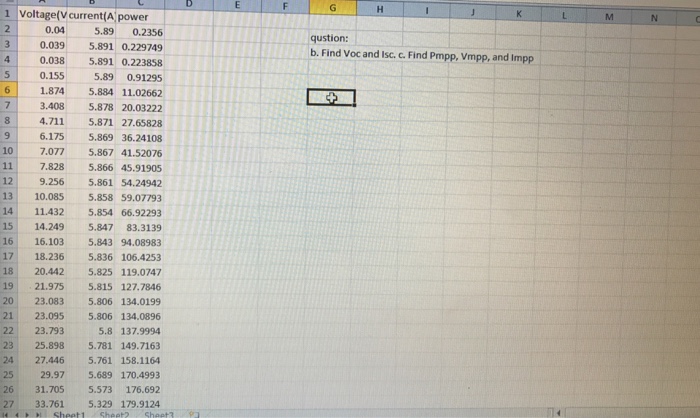 Solved Find Voc and Isc. c. Find Pmpp, Vmpp, and Impp | Chegg.com