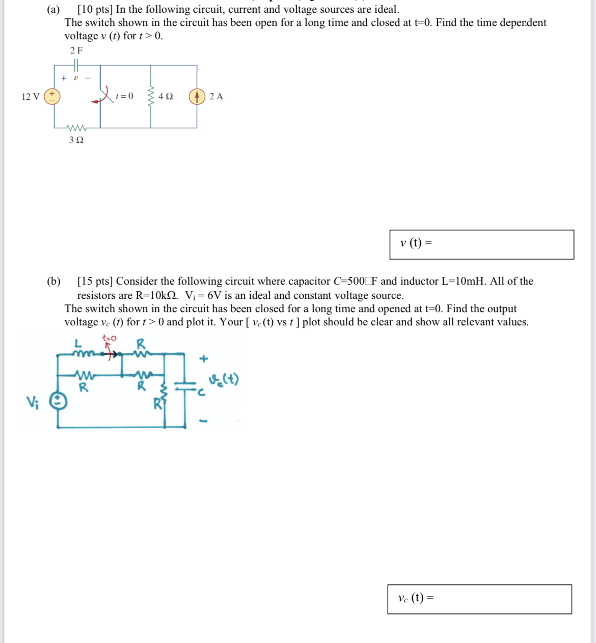 Solved (a) [10 pts] In the following circuit, current and
