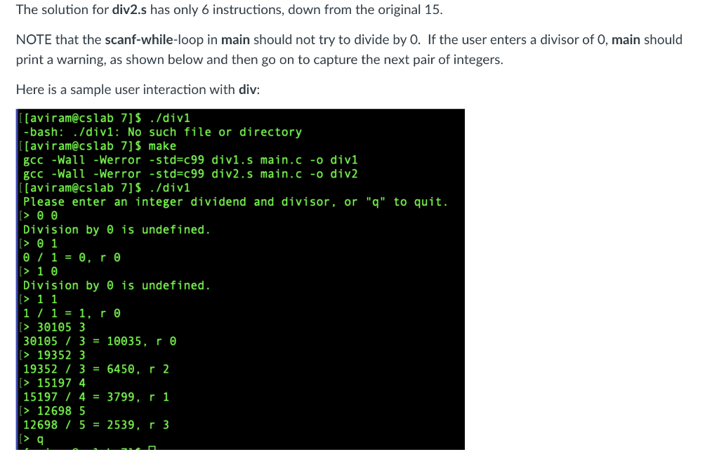 Solved Both integer division and modulo in C get translated | Chegg.com