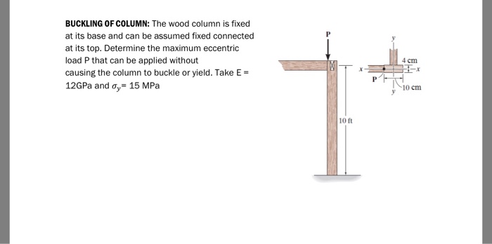 Solved BUCKLING OF COLUMN: The wood column is fixed at its | Chegg.com