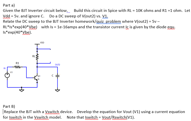 Solved Parta) Given The BJT Inverter Circuit Below. Build | Chegg.com