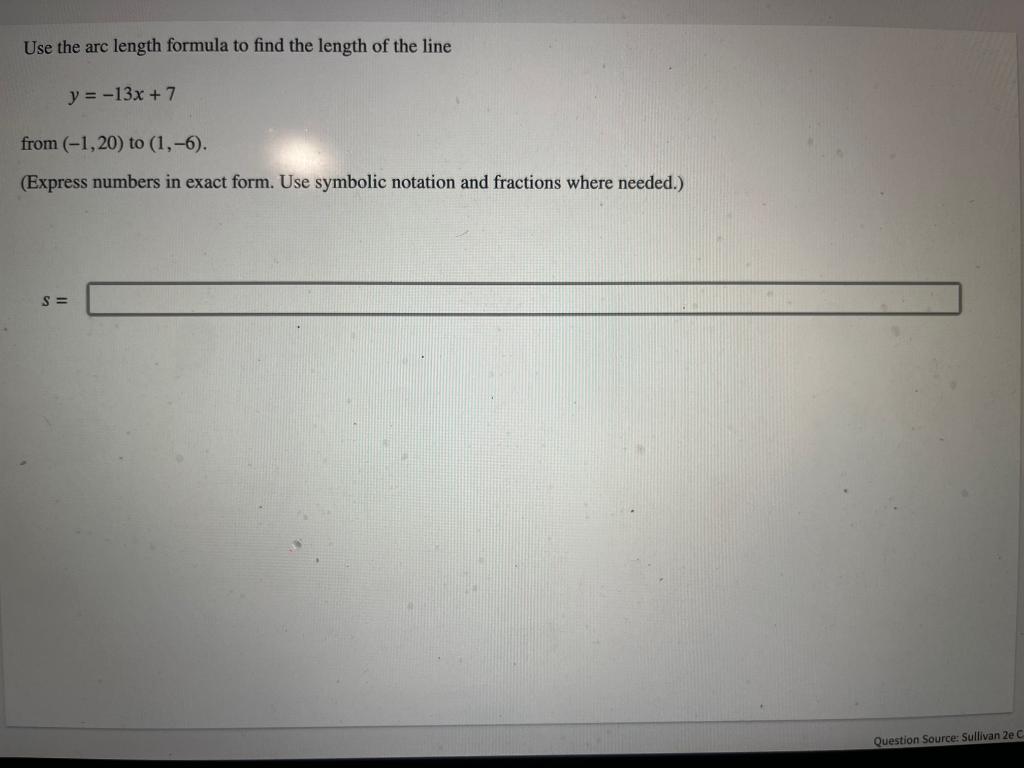 Solved Use the arc length formula to find the length of the | Chegg.com