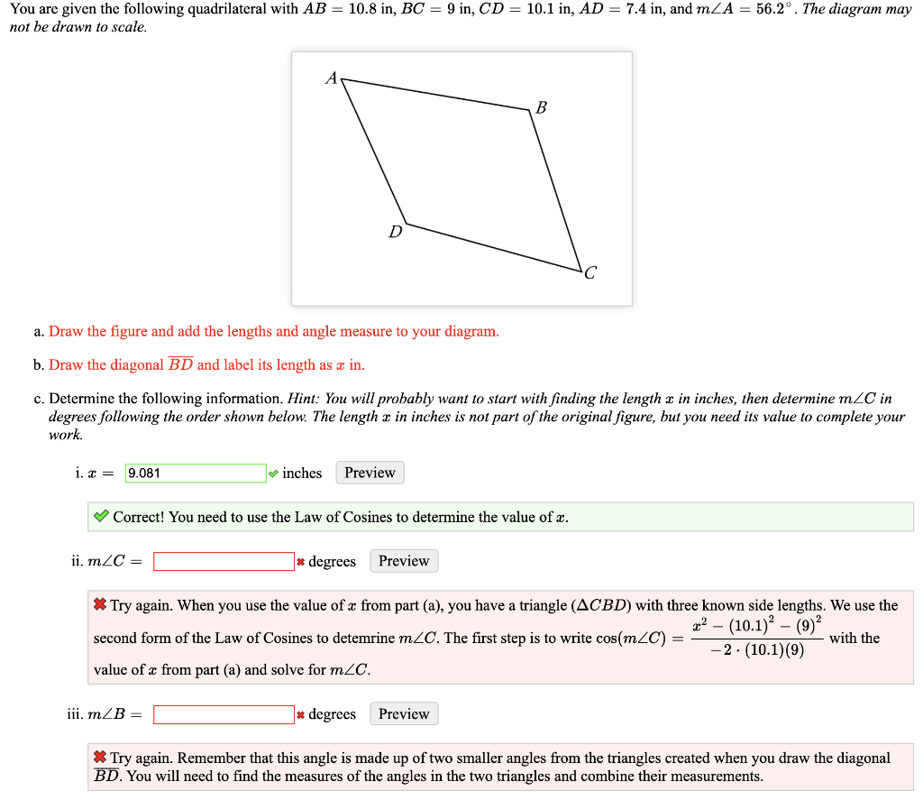 Solved You Are Given The Following Quadrilateral With AB = | Chegg.com