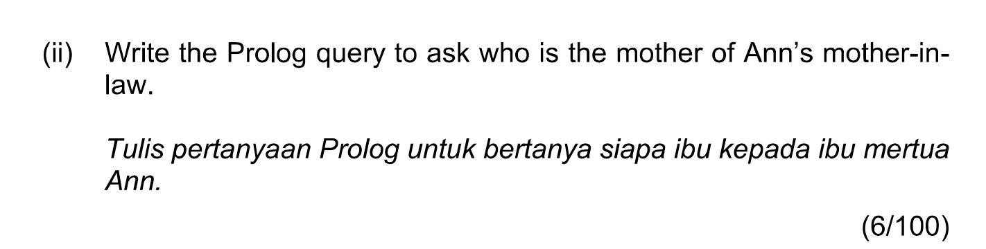 Solved (b) Given The Following Family Relationships: Diberi | Chegg.com