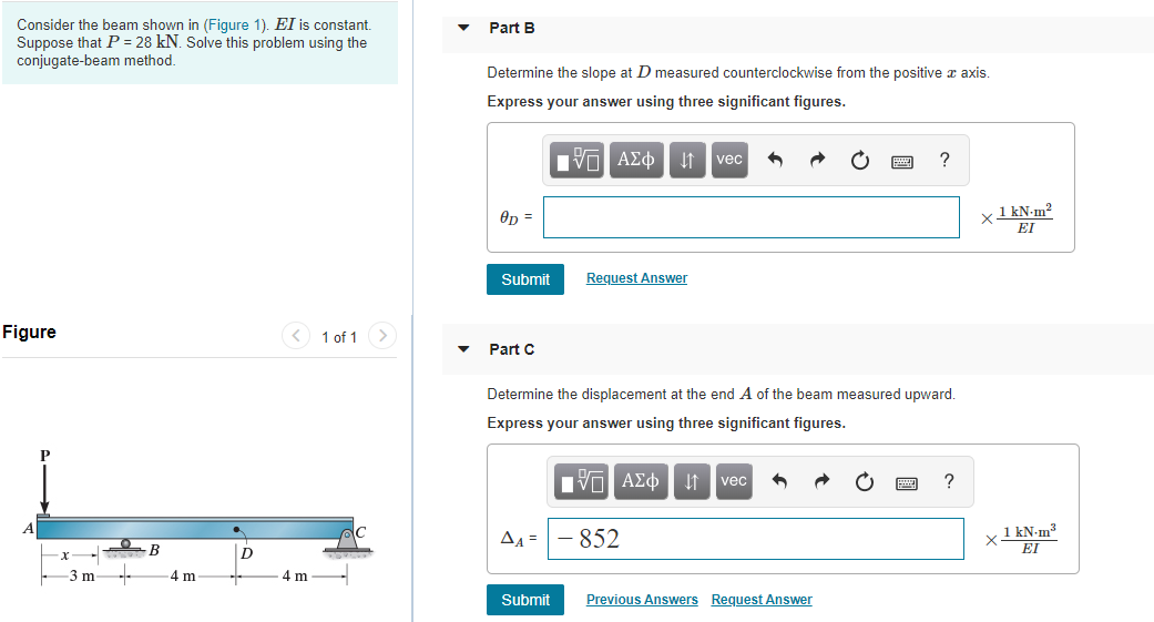 Solved Part B Consider The Beam Shown In (Figure 1). EI Is | Chegg.com