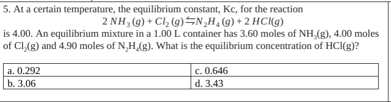 Solved 5 At A Certain Temperature The Equilibrium Const Chegg Com