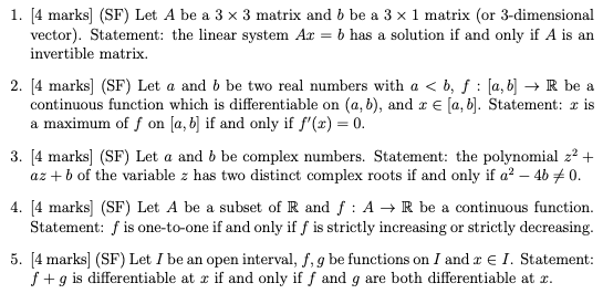 Solved Determine whether each of the following statement is | Chegg.com