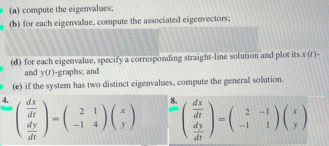 Solved (a) Compute The Eigenvalues; (b) For Each Eigenvalue, | Chegg.com