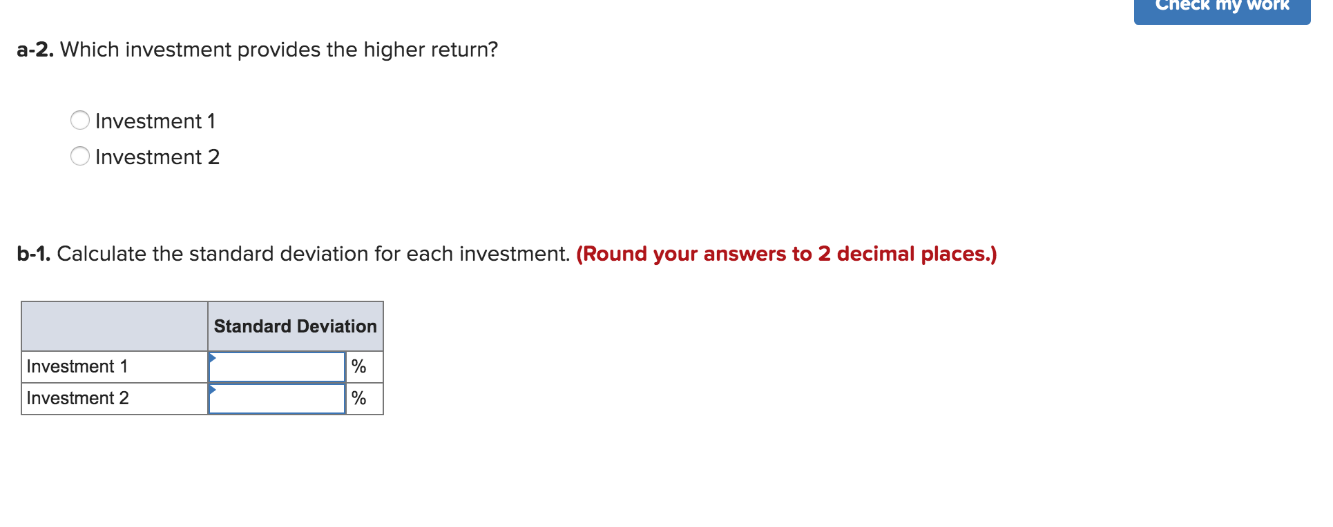 Solved Consider The Following Returns For Two Investments, A | Chegg.com