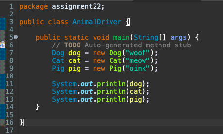 Solved Using your Animal program from Exercise 2.2, modify | Chegg.com
