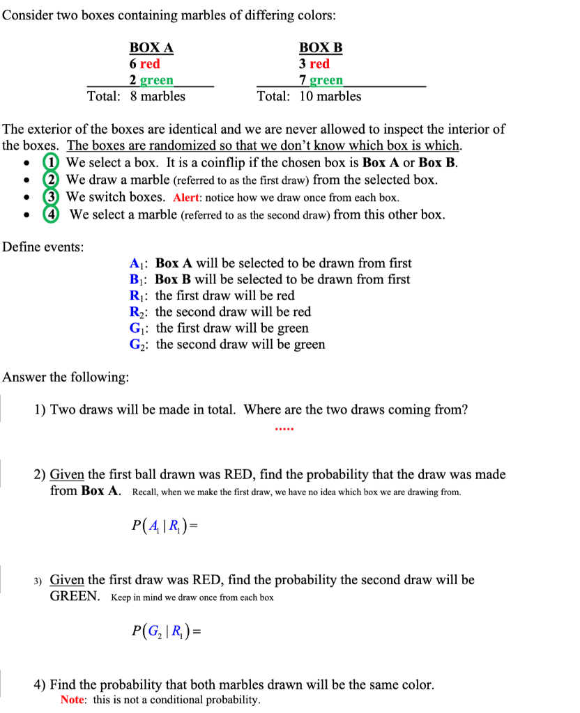 Solved Consider two boxes containing marbles of differing