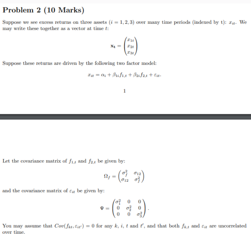 Solved Problem 2 (10 ﻿Marks)Suppose we see excess returns on | Chegg.com
