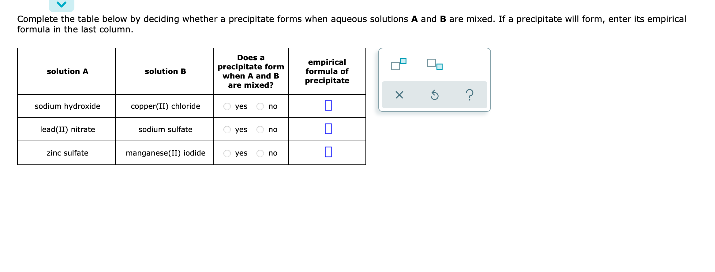 Solved Complete the table below by deciding whether a | Chegg.com