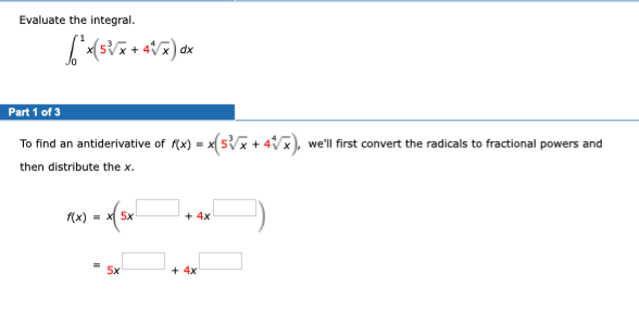 Solved Evaluate The Integral 58x 48x Dx Part 1 Of 3 5 Chegg