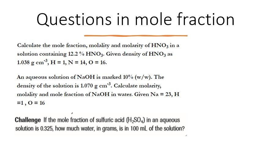 problem solving on mole fraction