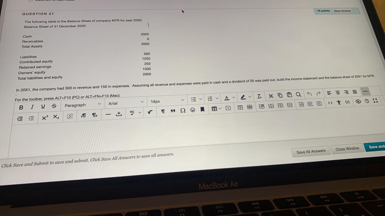 Solved 10 points Save Answer QUESTION 21 The following table | Chegg.com