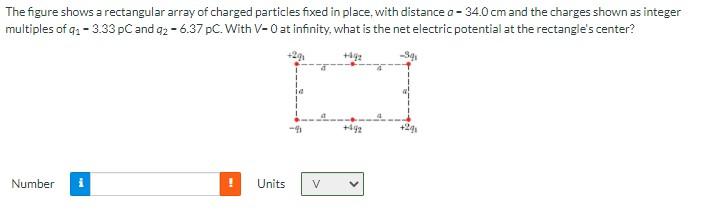 Solved The figure shows a rectangular array of charged | Chegg.com