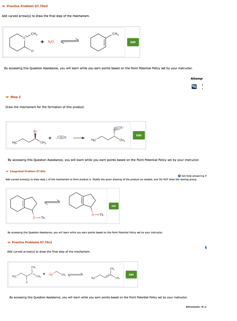 Solved Practice Problem 07.70a3 Add curved arrow(s) to draw | Chegg.com