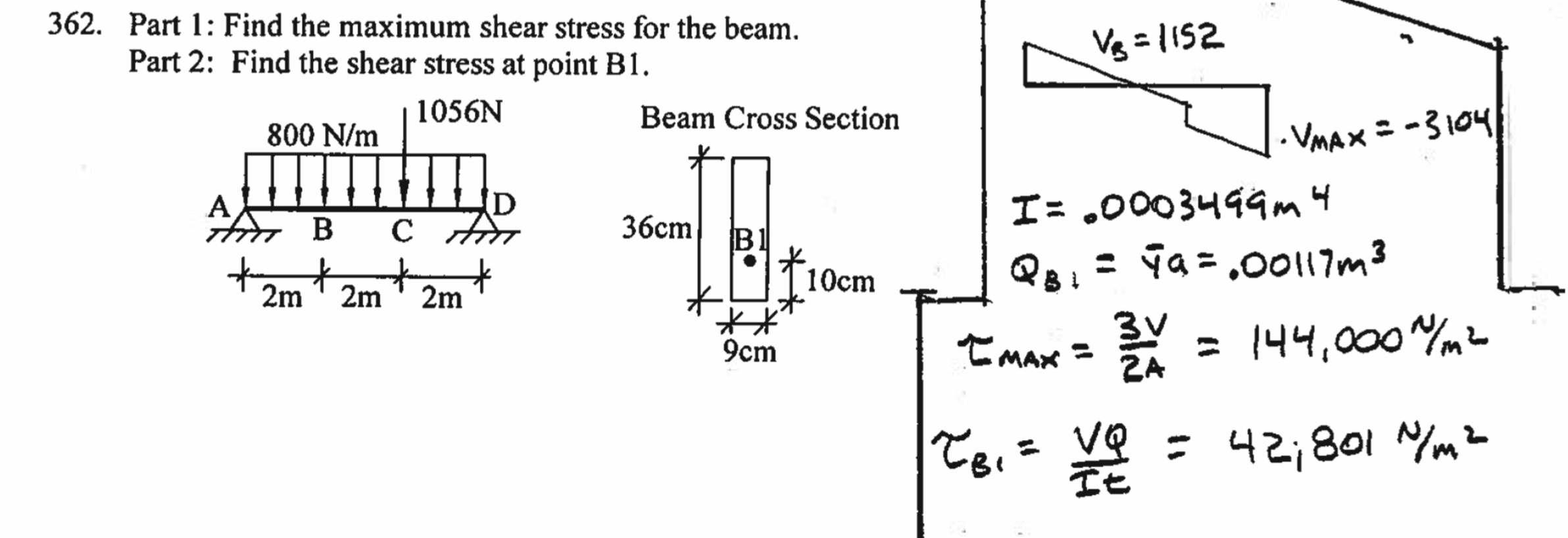 Solved 362. Part 1 : Find the maximum shear stress for the | Chegg.com