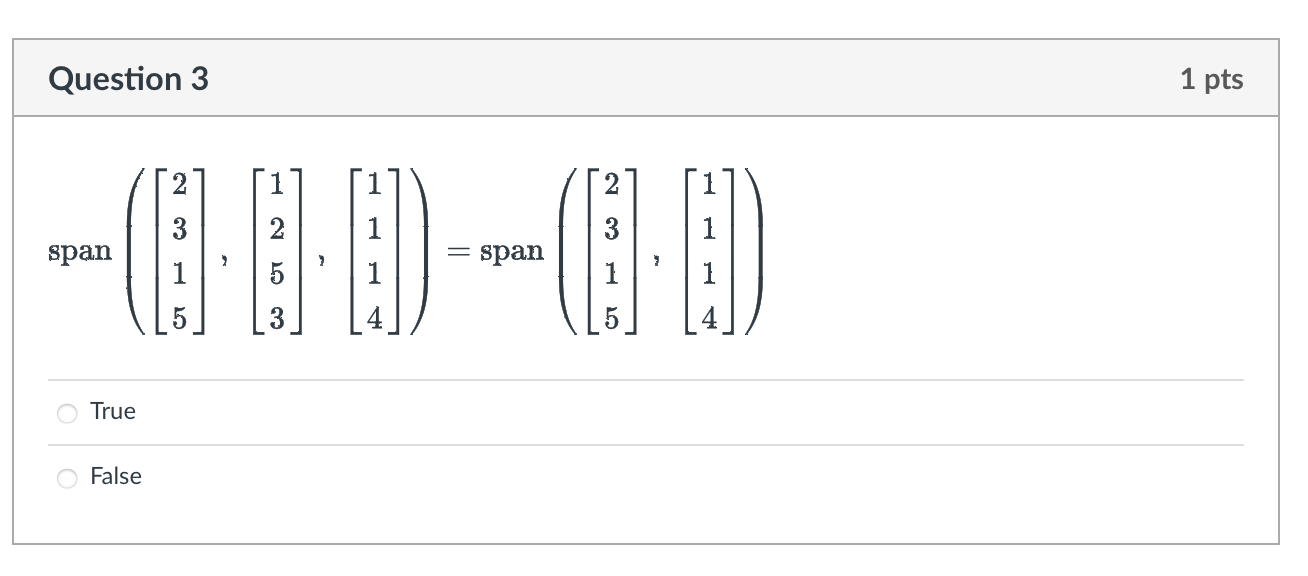 Solved Question 3 1 pts | Chegg.com