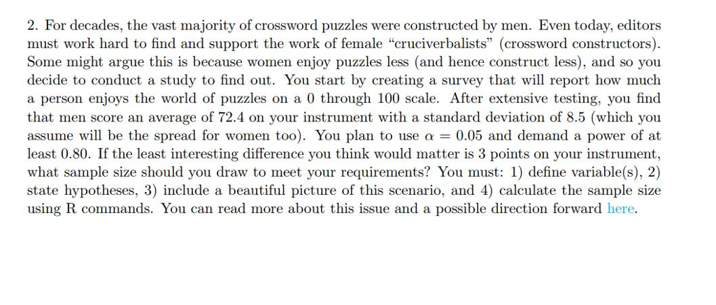 Solved 2 For decades the vast majority of crossword Chegg com