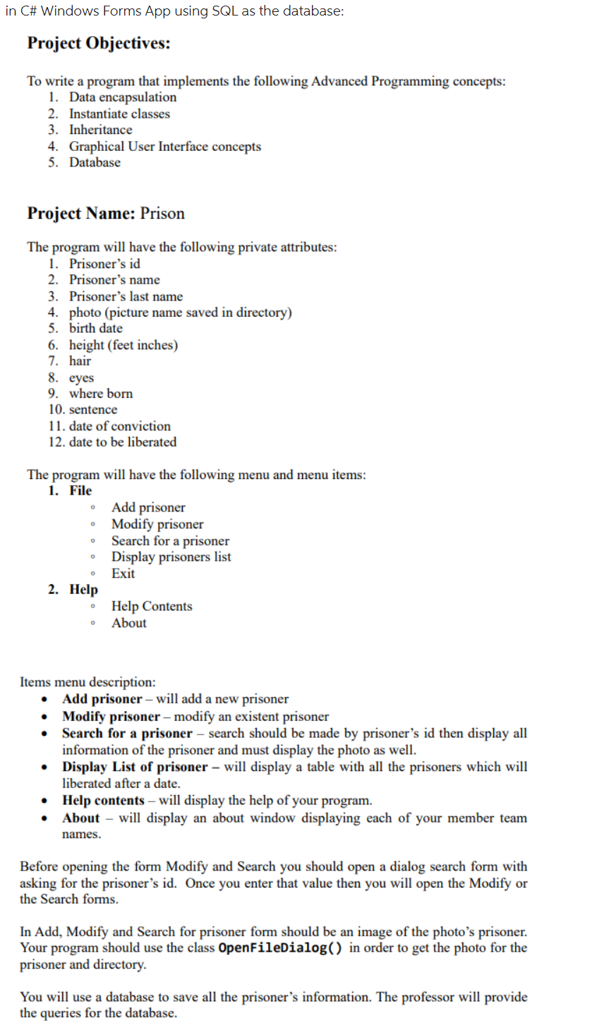 Solved Database: File: prisonDB.sql Create database | Chegg.com