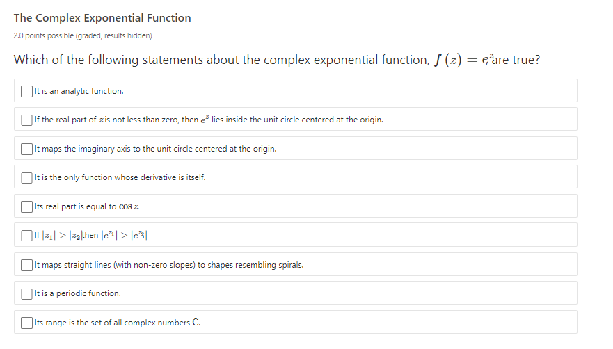 Solved The Complex Exponential Function 2.0 points possible | Chegg.com