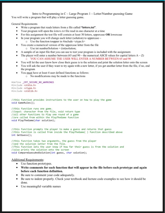 Solved I Need Help Creating This Assignment Language C not Chegg