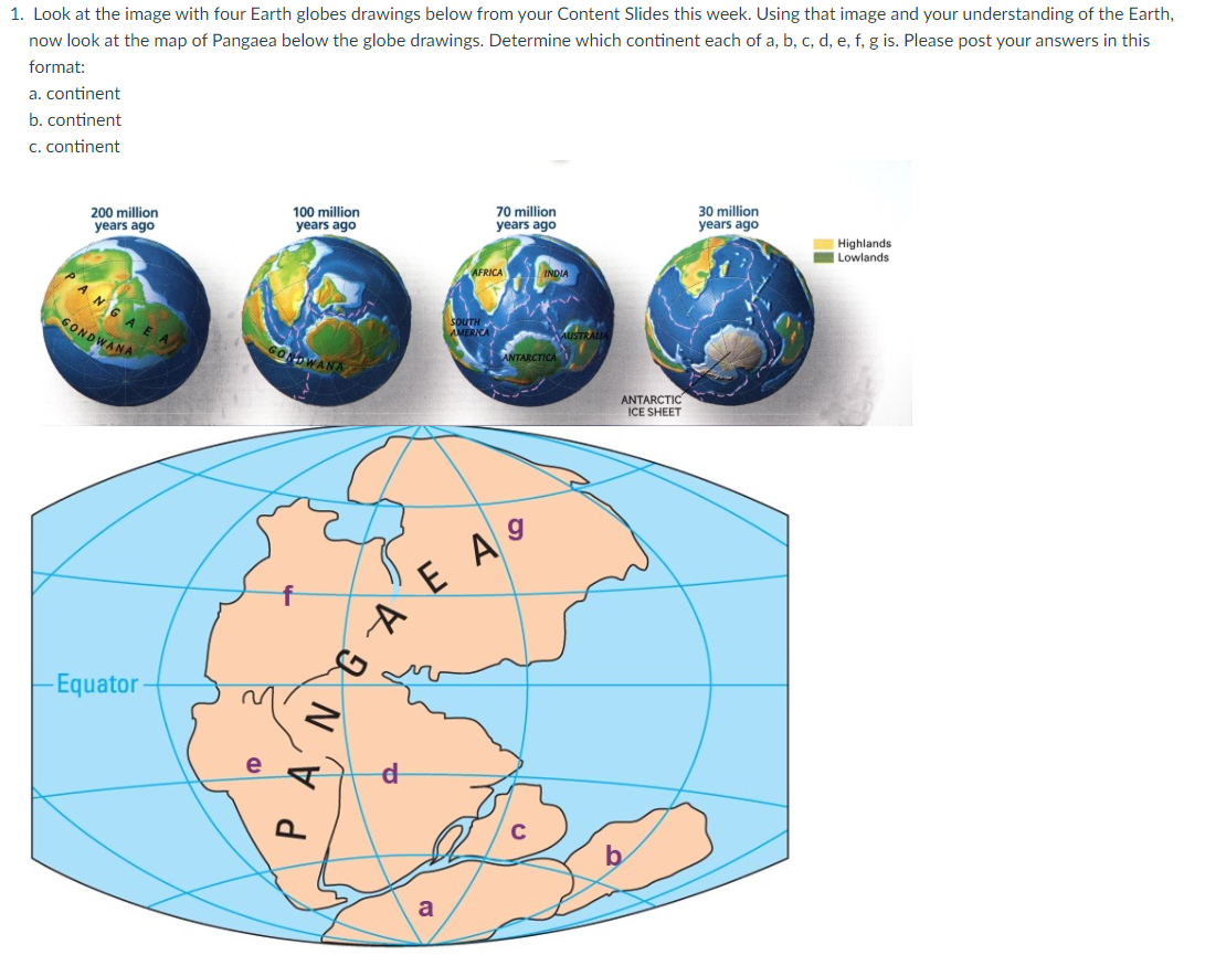 Solved 1. Look at the image with four Earth globes drawings | Chegg.com