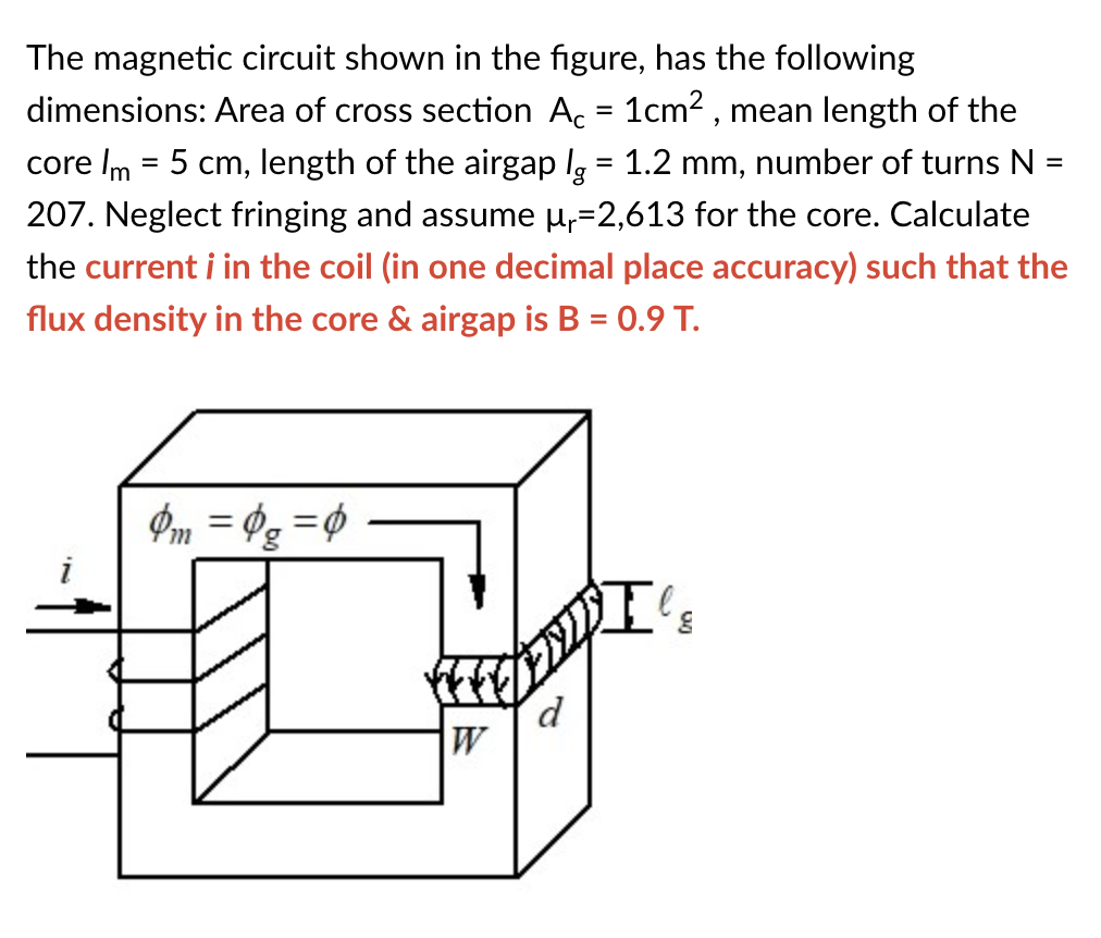 Solved The Magnetic Circuit Shown In The Figure, Has The | Chegg.com