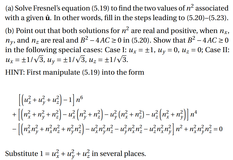 A Solve Fresnel S Equation 5 19 To Find The Tw Chegg Com