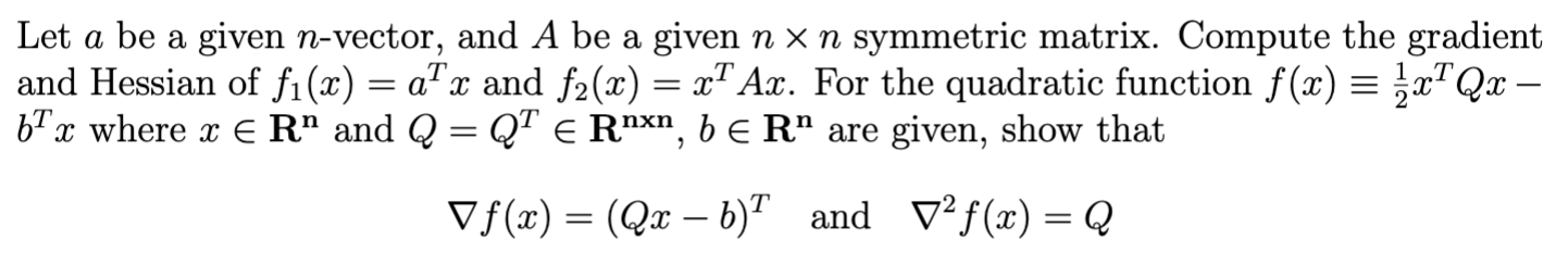 Solved Let a be a given n-vector, and A be a given n x n | Chegg.com