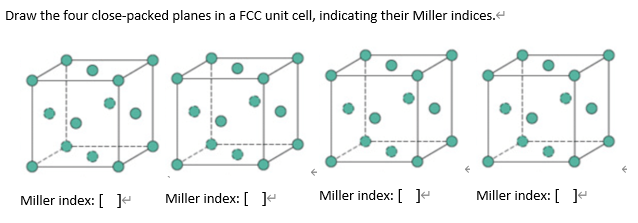 Solved Draw the four close packed planes in a FCC unit cell