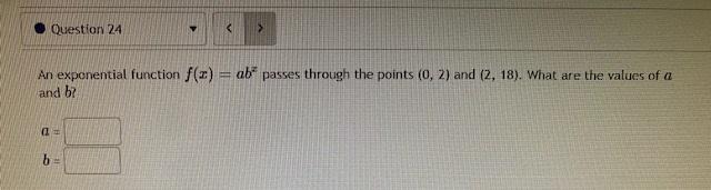 Solved An exponential function f(x)=ab2 passes through the | Chegg.com