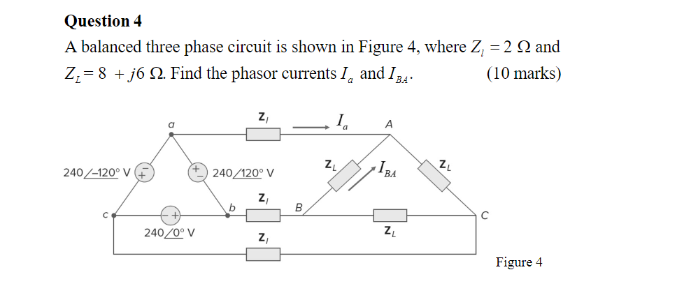 Solved Question 4 A balanced three phase circuit is shown in | Chegg.com