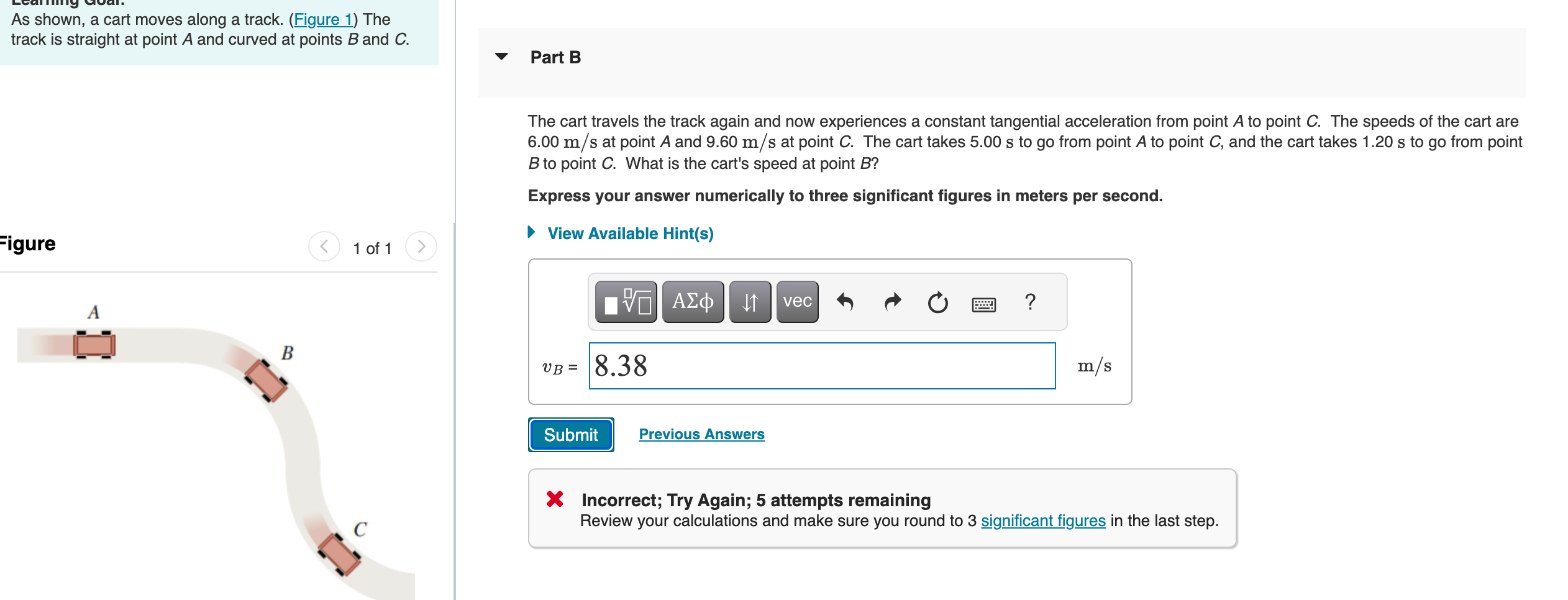 Solved As Shown, A Cart Moves Along A Track. (Figure 1) The | Chegg.com