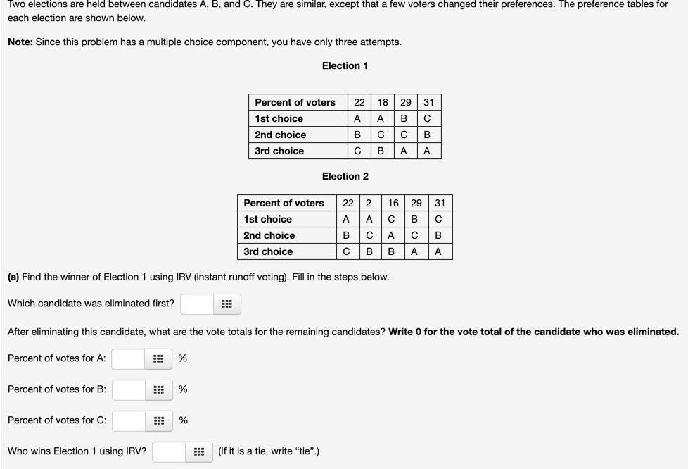 Solved Two Elections Are Held Between Candidates A, B, And | Chegg.com