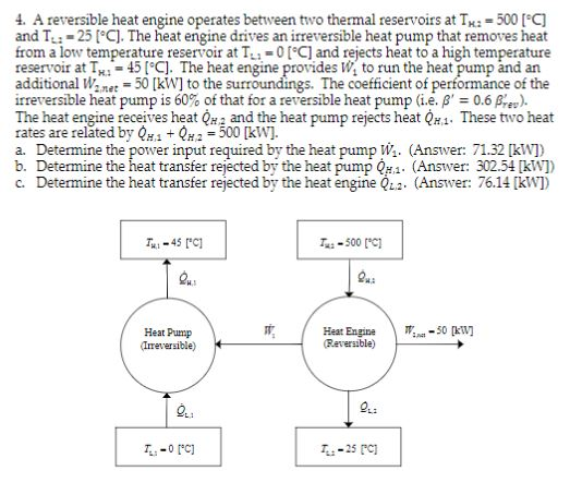 Solved 4. A Reversible Heat Engine Operates Between Two | Chegg.com