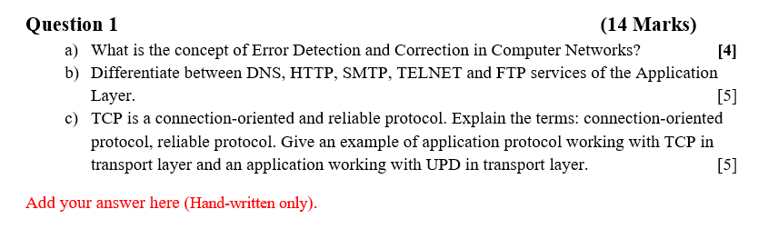 Solved Question 1 (14 Marks) a) What is the concept of Error | Chegg.com