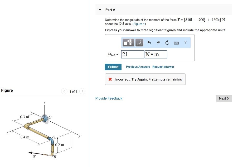 Solved Part A Determine the magnitude of the moment of the | Chegg.com