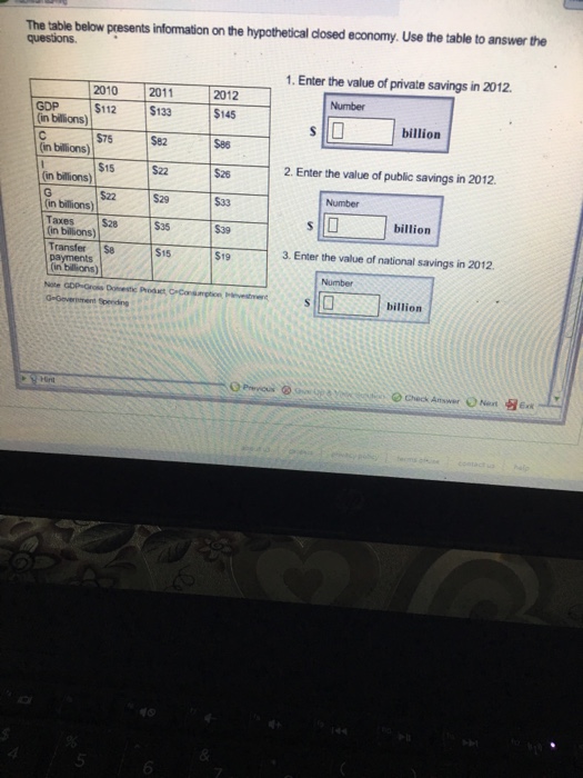 Solved The table below presents information on the | Chegg.com