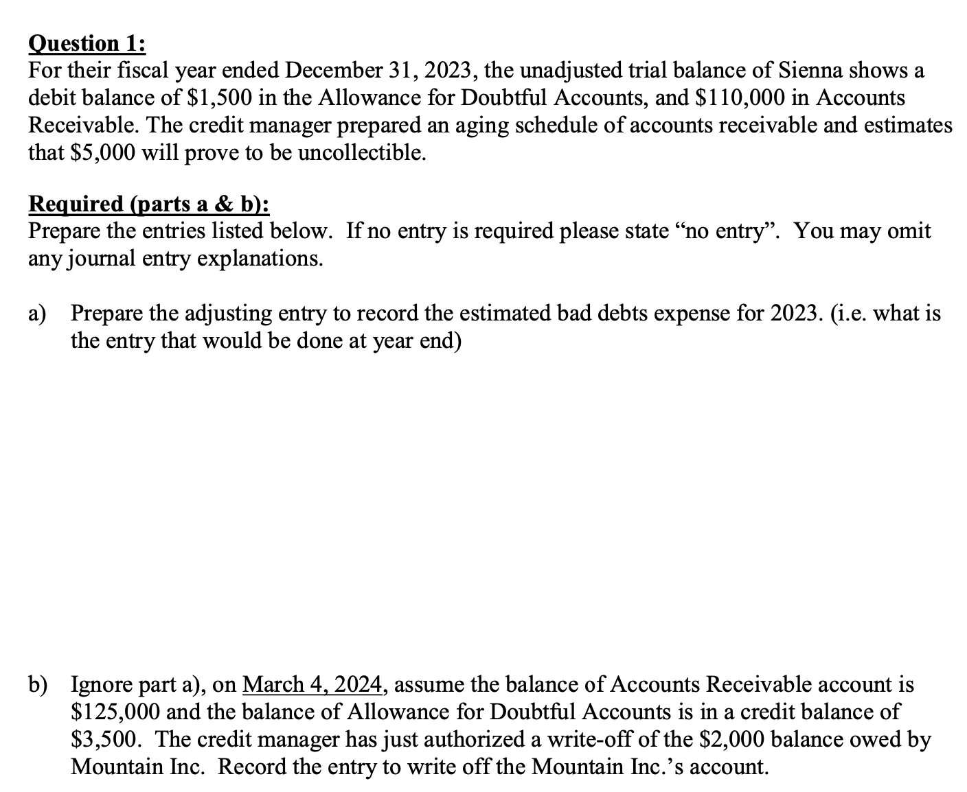 Solved b) ﻿Ignore part a), ﻿on March 4, 2024, ﻿assume the