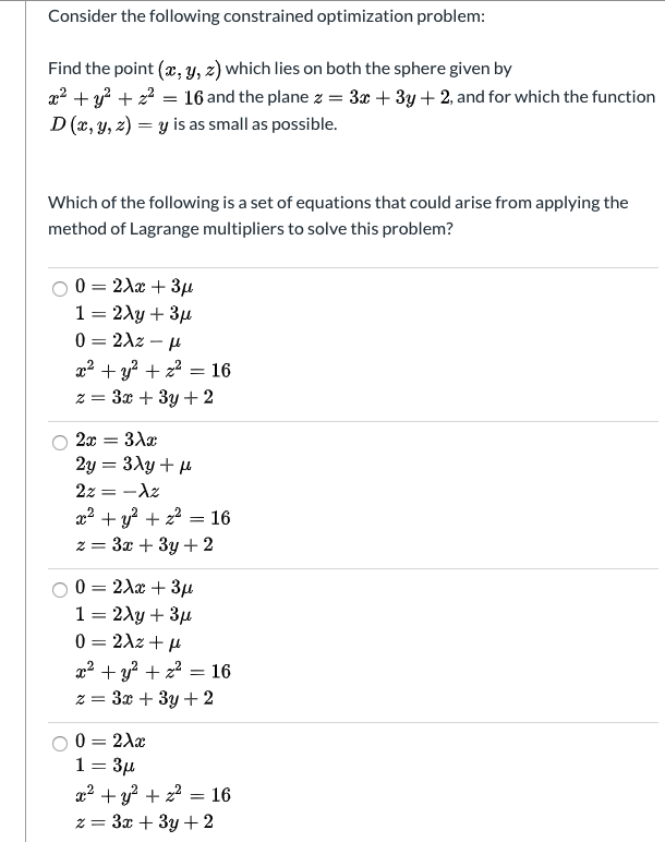 Solved Consider the following constrained optimization | Chegg.com