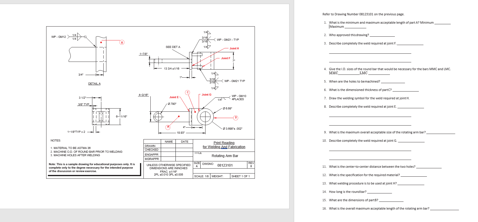 Solved Refer to Drawing Number 08123101 on the previous