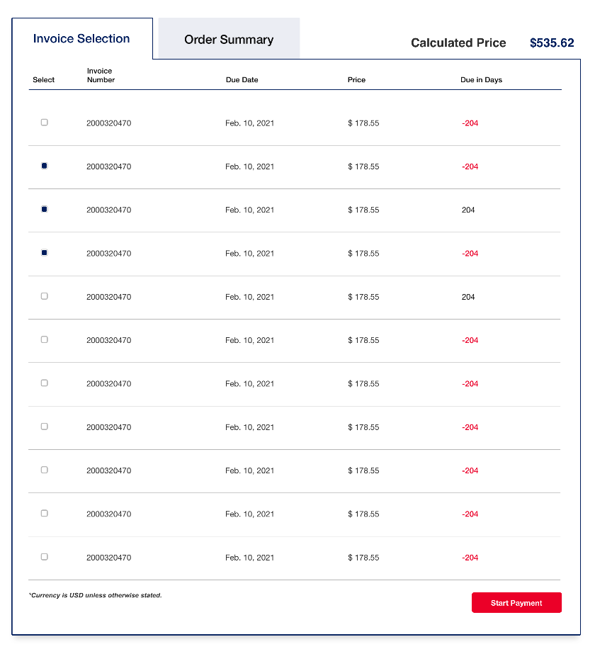 Solved Invoice Selection Order Summary Calculated Price | Chegg.com