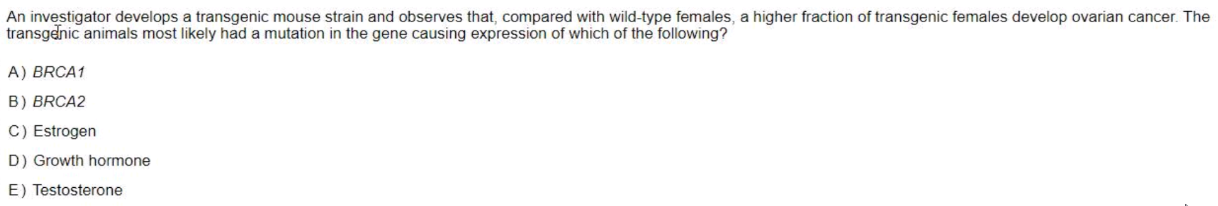 Solved transgetnic animals most likely had a mutation in the | Chegg.com