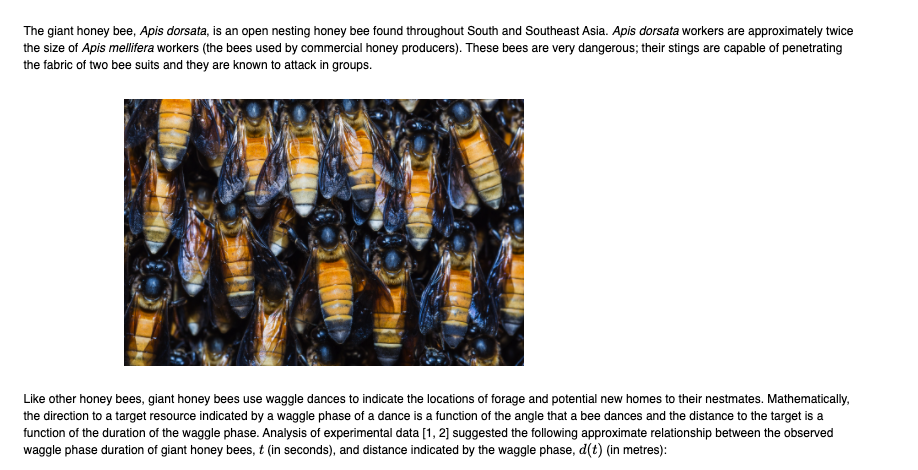 Solved The giant honey bee, Apis dorsata, is an open nesting | Chegg.com